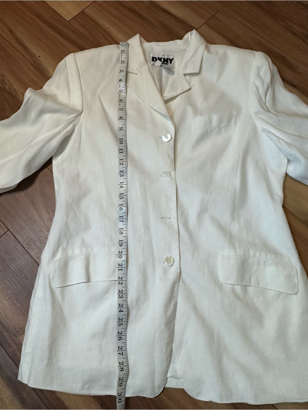 DKNY Women's Cream-White Linen Blend Blazer Jacket - Picture 5 of 11
